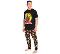 Marvel Pigiama Uomo Deadpool Pigiama Uomo Cotone Lungo a Maniche Corte Pigiama Uomo Estivo Taglie Forti S-3XL Pigiami Divertenti per Ragazzi Gadget Ufficiale (Nero, 3XL)