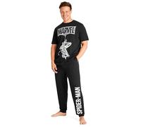 Marvel Pigiama Uomo - Spiderman Pigiama Uomo Cotone M-3XL Pigiami Uomo e Ragazzi a Maniche Corte Pigiami Due Pezzi da Uomo Abbigliamento Ufficiale (Nero, XL)