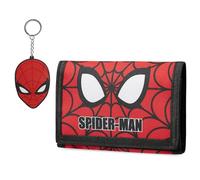 Marvel Portafoglio Bambino - Set Portachiavi e Portafoglio Ragazzo - Iron Man Spiderman Gadget Regalo Ufficiale (Rosso Spiderman)