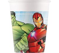Marvel Procos 93467 - Tazza da festa Mighty Avengers, capacità massima 200 ml, 8 pezzi, bicchieri usa e getta in carta, compleanno per bambini, stoviglie per feste, mix FSC®