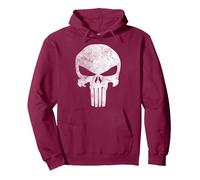 Marvel Punisher Skull Symbol Distressed Felpa con Cappuccio, Unisex per Adulti, Bordeaux, M