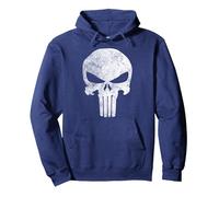 Marvel Punisher Skull Symbol Distressed Felpa con Cappuccio, Unisex per Adulti, Navy, M