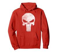 Marvel Punisher Skull Symbol Distressed Felpa con Cappuccio, Unisex per Adulti, Rosso, M