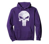 Marvel Punisher Skull Symbol Distressed Felpa con Cappuccio, Unisex per Adulti, Viola, M