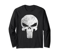 Marvel Punisher Skull Symbol Distressed Maglia a Manica