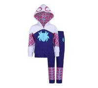 Marvel Ragazze Spider-Gwen Ghost Spider Zip Up Felpa con cappuccio e pantaloni Set per bambini grandi, Multicolore, 6