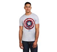 Marvel Captain America Comic Shield Maglietta, Grigio, Sportivo, L Uomo