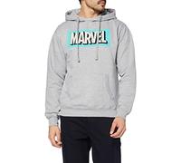 MARVEL Retro Logo Felpa con Cappuccio da Skateboard, Grigio Erica, M Uomo