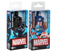 Marvel Set di 2 action figure articolate snodabili da 15 cm, Black Panther e Capitan America
