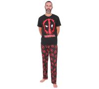 Marvel - Set di pigiama lungo da uomo Deadpool, nero e rosso, Nero , L