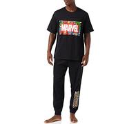 Marvel Set Pigiama da Uomo, Maglietta e Pantaloni, Incredibile Hulk Capitan America Spiderman Iron Man - Merce Ufficiale, Regalo, Nero, L