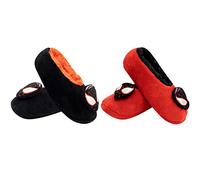 Marvel Socks and House Slippers, Spider Man Fuzzy Baba Slipper Socks for Kids, Grippers, 2-Pack Black and Red Kids Fuzzy Socks