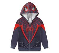 Marvel Spider-Man 2 Miles Morales Venom - Felpa con cappuccio e zip intera per bambini grandi (taglia: 8-20), nero, 8