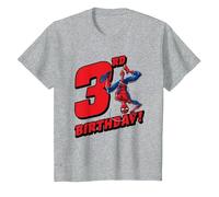 Marvel Spider-Man 3rd Birthday Maglietta, Bambini, Grigio Melange, 8 Anni