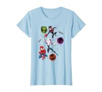 Marvel Spider-Man And Spider-Verse Pals Halloween Adventure Maglietta, Donna, Celeste, XL