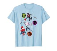 Marvel Spider-Man And Spider-Verse Pals Halloween Adventure Maglietta, Uomo, Celeste, XL