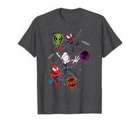 Marvel Spider-Man And Spider-Verse Pals Halloween Adventure Maglietta, Uomo, Grigio Scuro, L