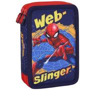MARVEL Spider Man Astuccio due scomparti CON MATERIALE SCOLASTICO per ragazzo PER LA SCUOLA - 32 elementi, 2 cerniere (Spider-Man A)