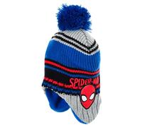 Marvel Spider-Man - Berretto invernale per bambini, motivo Spider-Man, con paraorecchie, con pompon blu caldo, fodera interna in pile, articolo di licenza, regalo per ragazzi, grigio., 54