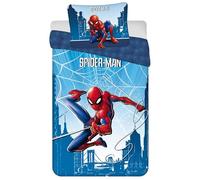 MARVEL Spider-Man Biancheria da letto per bambini blu navy DOPPIA FACCIA con cerniera, 100% COTONE 140x200+60x80 cm OEKO-TEX (A)