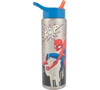 Marvel Spider-Man - Borraccia in acciaio inox con cannuccia, 750 ml, a prova di perdite, isolata, senza BPA, ideale per bambini e adulti, perfetta per scuola, viaggi e attività all'aperto