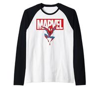 Marvel Spider-Man Chibi Action Pose Logo Outline Maglia con Maniche Raglan