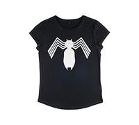 Marvel Spider-Man Classic-Alien Symbiote Icon Women's Rolled Sleeve T-Shirt, Black