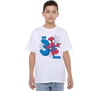 Marvel Spider-Man Cute Spidey Compleanno 3 Anni, White T-Shirt, 7-8 Years Unisex Kids