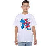 Marvel Spider-Man Cute Spidey Compleanno 7 Anni, White T-Shirt, 5-6 Years Unisex Kids