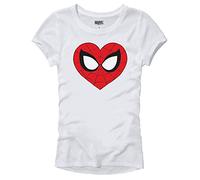 Marvel Spider-Man Face Mask Heart Logo Symbol Womens Juniors T-Shirt White