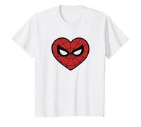 Marvel Spider-Man Face Mask Valentine's Heart Logo Maglietta, Bambini, Bianco, 10 Anni