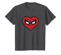 Marvel Spider-Man Face Mask Valentine's Heart Logo Maglietta, Bambini, Grigio Scuro, 10 Anni