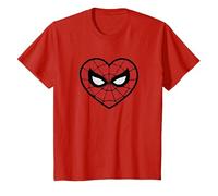Marvel Spider-Man Face Mask Valentine's Heart Logo Maglietta, Bambini, Rosso, 10 Anni
