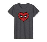 Marvel Spider-Man Face Mask Valentine's Heart Logo Maglietta, Donna, Grigio Scuro, XL