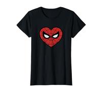 Marvel Spider-Man Face Mask Valentine's Heart Logo Maglietta, Donna, Nero, L