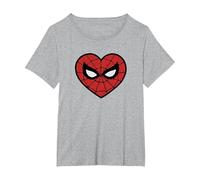 Marvel Spider-Man Face Mask Valentine's Heart Logo Maglietta, Donna Plus-Size, Grigio Melange, 5X