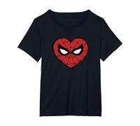 Marvel Spider-Man Face Mask Valentine's Heart Logo Maglietta, Donna Plus-Size, Nero, 2X