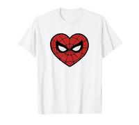Marvel Spider-Man Face Mask Valentine's Heart Logo Maglietta, Uomo, Bianco, S