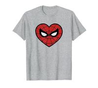 Marvel Spider-Man Face Mask Valentine's Heart Logo Maglietta, Uomo, Grigio Melange, 3XL