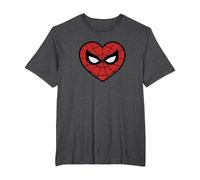 Marvel Spider-Man Face Mask Valentine's Heart Logo Maglietta, Uomo Taglie Grandi, Grigio Scuro, 2X Tall