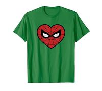 Marvel Spider-Man Face Mask Valentine's Heart Logo Maglietta, Uomo, Verde Mela, M