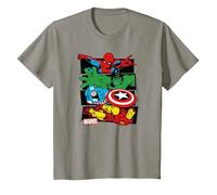 Marvel Spider-Man, Hulk, Captain America, Iron Man Panels Maglietta, Bambini, Ardesia, 6 Anni
