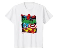 Marvel Spider-Man, Hulk, Captain America, Iron Man Panels Maglietta, Bambini, Bianco, 6 Anni