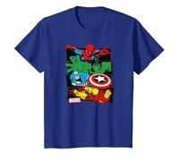 Marvel Spider-Man, Hulk, Captain America, Iron Man Panels Maglietta, Bambini, Blu Reale, 3 Anni