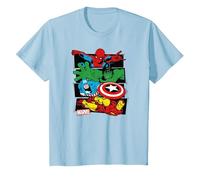 Marvel Spider-Man, Hulk, Captain America, Iron Man Panels Maglietta, Bambini, Celeste, 6 Anni