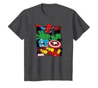 Marvel Spider-Man, Hulk, Captain America, Iron Man Panels Maglietta, Bambini, Grigio Scuro, 6 Anni