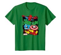 Marvel Spider-Man, Hulk, Captain America, Iron Man Panels Maglietta, Bambini, Verde Mela, 2 Anni