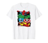 Marvel Spider-Man, Hulk, Captain America, Iron Man Panels Maglietta, Uomo, Bianco, 4XL