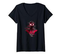 Marvel Spider-Man: Miles Morales Glitch Big Face Maglietta con Collo a V