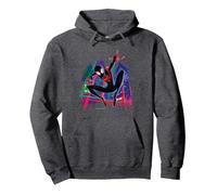 Marvel Spider-Man Miles Morales La Città dei Graffiti Felpa con Cappuccio, Unisex per Adulti, Grigio Scuro, XXL